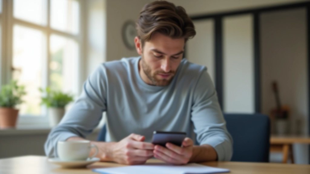 Persona usando aplicación bancaria en smartphone para configurar transferencia automática, pantalla visible con opciones de automatización