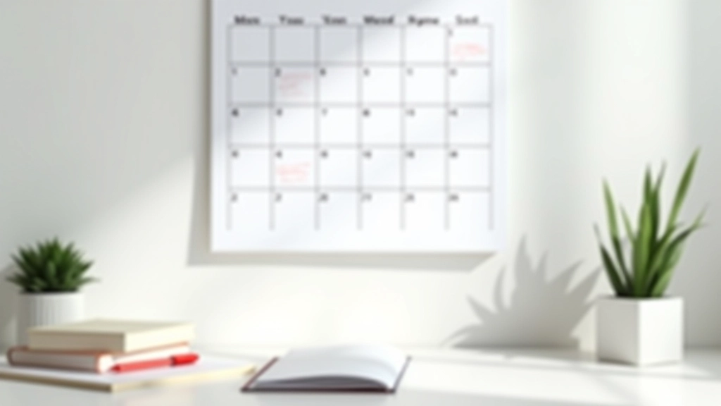 Calendario de pared con anotaciones de fechas de transferencias automáticas, bolígrafo rojo marcando días